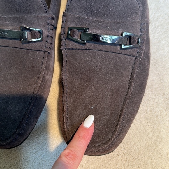 Tods Men’s Dark Brown Suede Gommino Driving Loafers Shoes - Picture 5 of 8